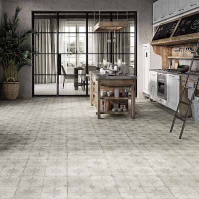 Merola Tile Kings Star White 17.63" x 17.63" Ceramic Floor and Wall Tile
