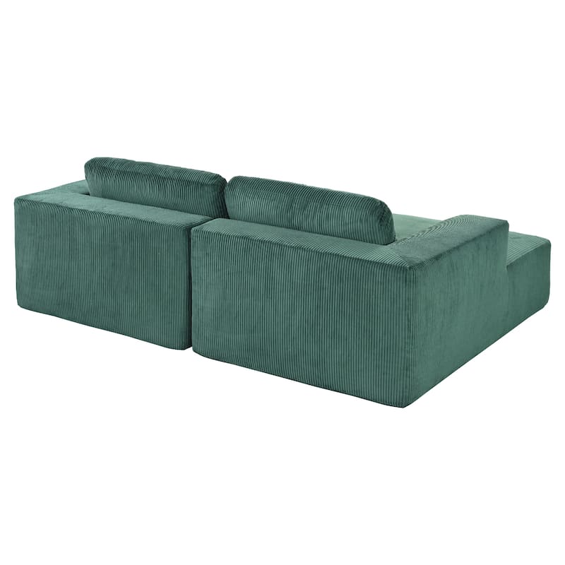 86.6" Oversized Double Chaise Lounge Sofa Chair, Modern Sectional Cloud Couch, Corduroy Upholstered Floor Loveseat Sleeper Bed