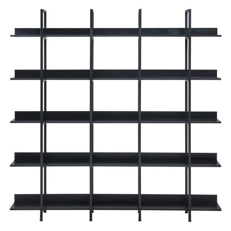 5-Tier Open Bookcase – Vintage Industrial Style Shelf with Sturdy Metal Frame & MDF Board - 11.81in. W X70.87in.DX70.87in. H