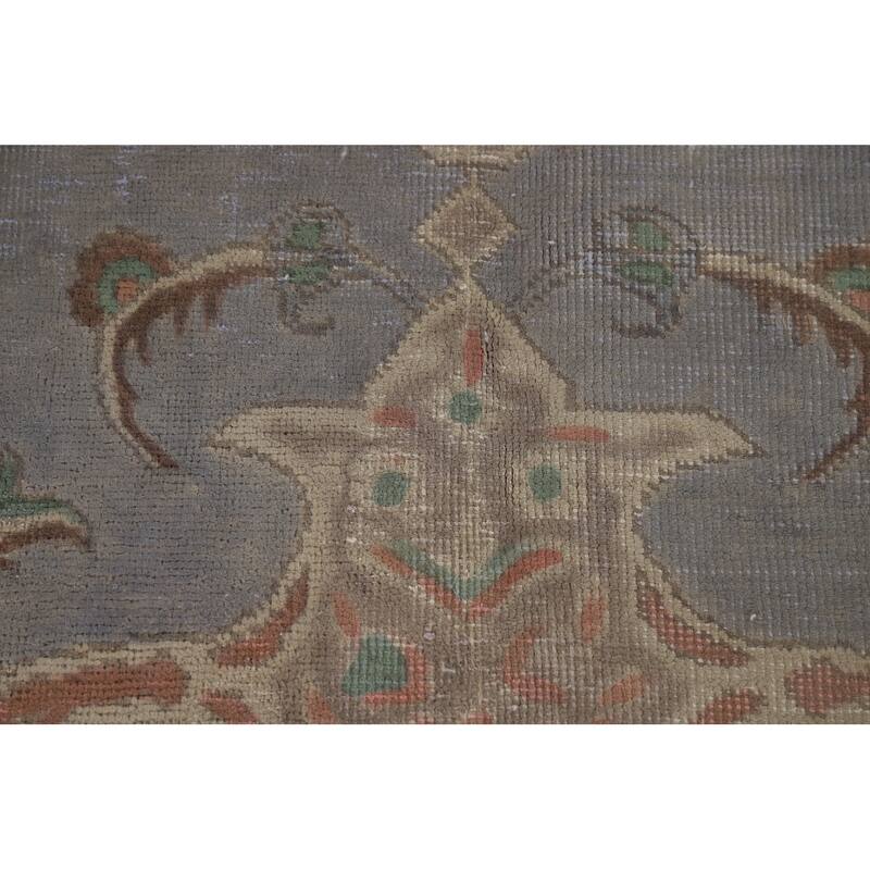 Blue Tabriz Vintage Persian Area Rug Hand-Knotted Wool Carpet - 9'5" x 12'4"