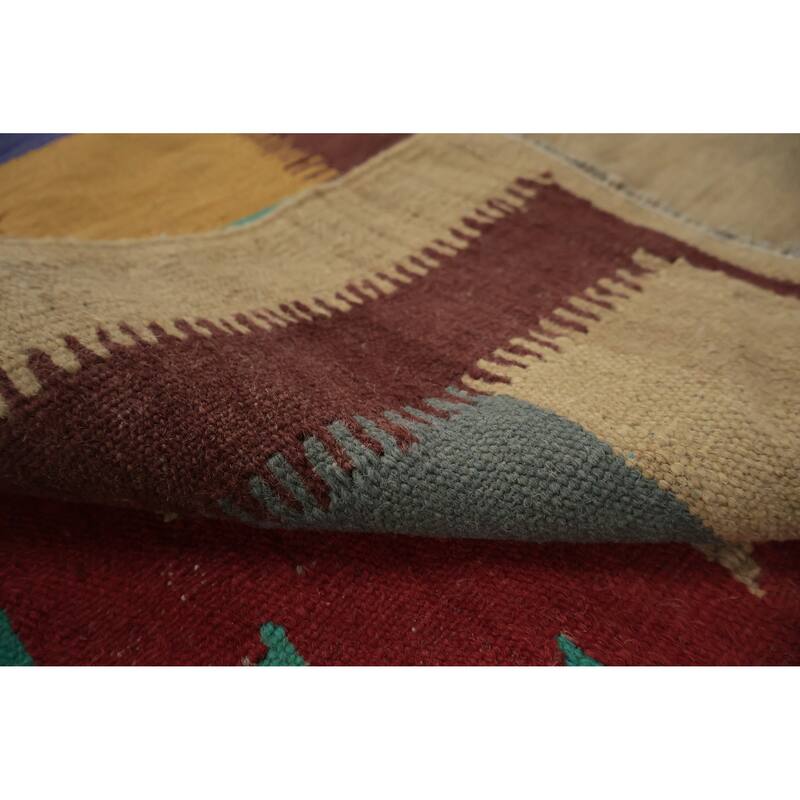 Hand Woven Oriental 100% Wool Carpet Southwestern Tribal Multi-Colored Kilim Area Rug - 9' 9'' X 9' 9''