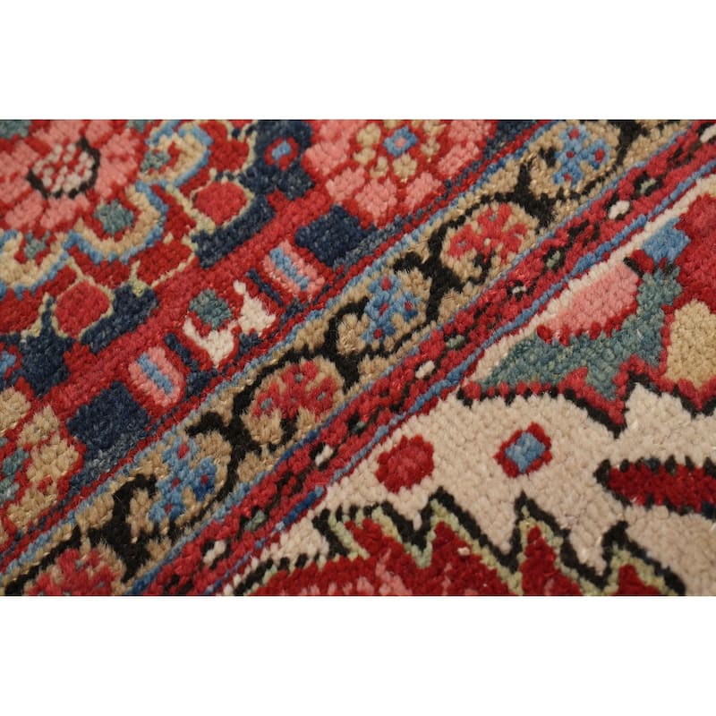 Hand Knotted Oriental 100% Wool Carpet Traditional Floral Red Heriz Area Rug - 12' 9'' X 9' 9''