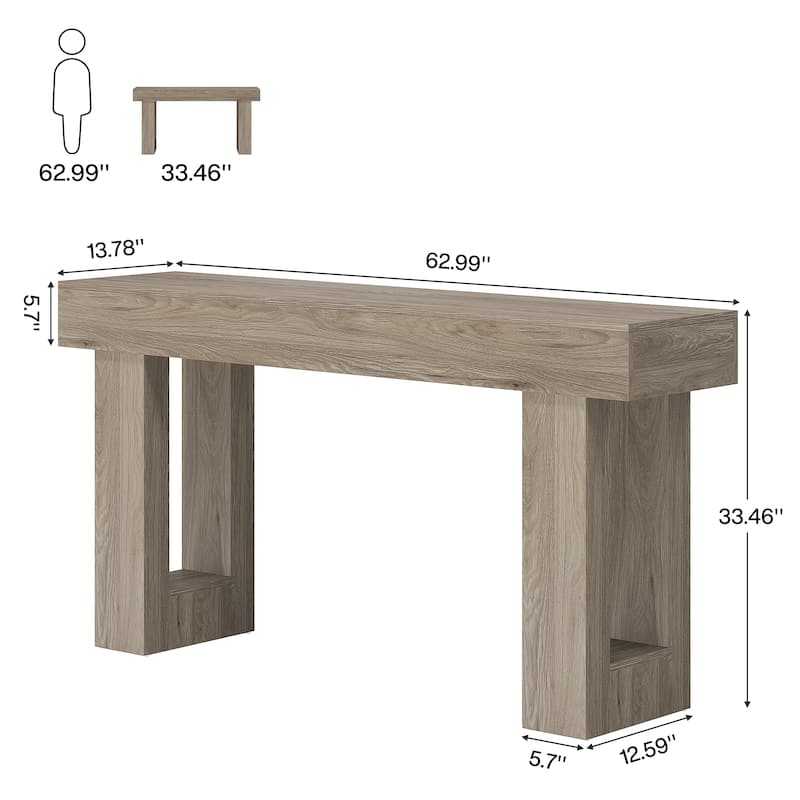 Farmhouse Console Table, 63-Inch Long Narrow Sofa Table Behind The Couch