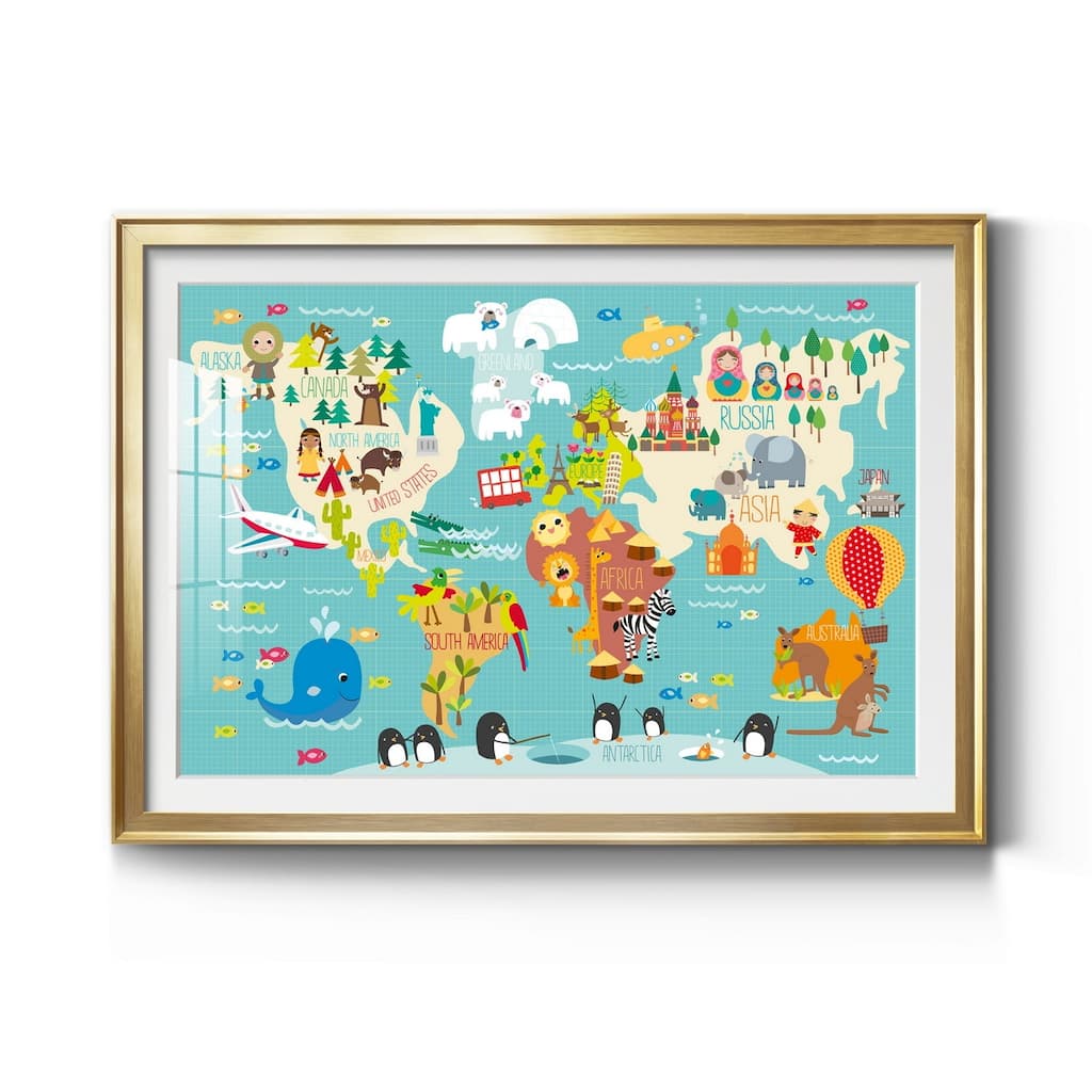 Children's World Map Premium Framed Print - Ready to Hang