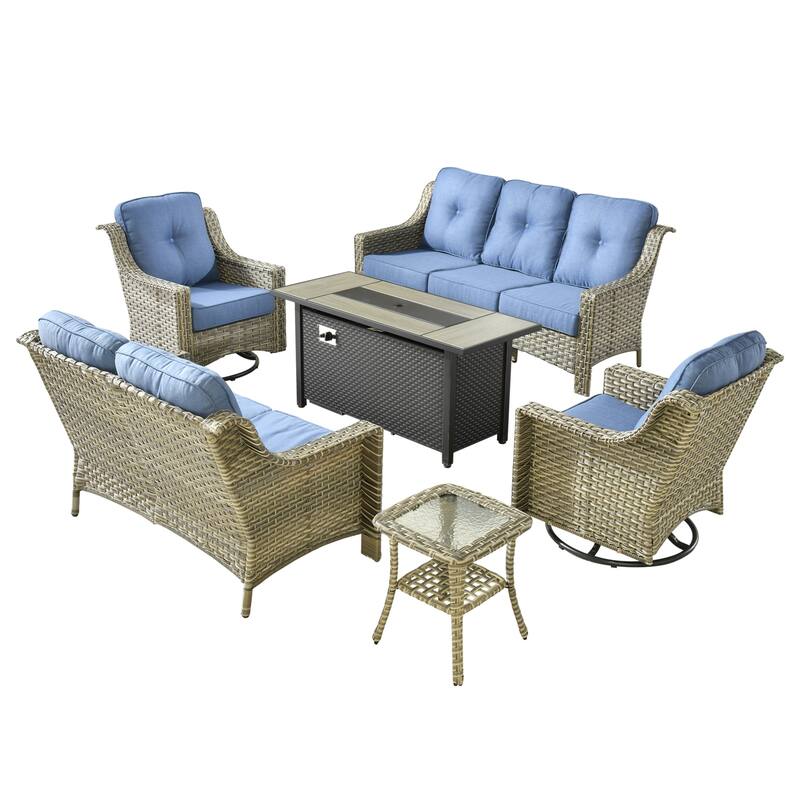XIZZI 6-piece Patio Furniture Conversation Seating Set with Fire Pit