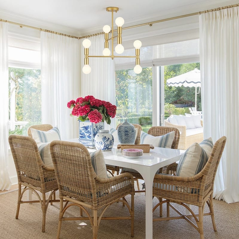 Mid-century 8-Light Dimmable Shade-free Linear Tiered Chandelier - 21.1 in