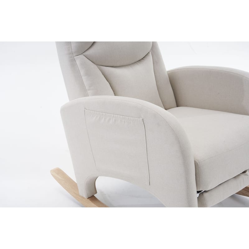 Fabric Nursery Rocking Chair With Adjustable Footrest