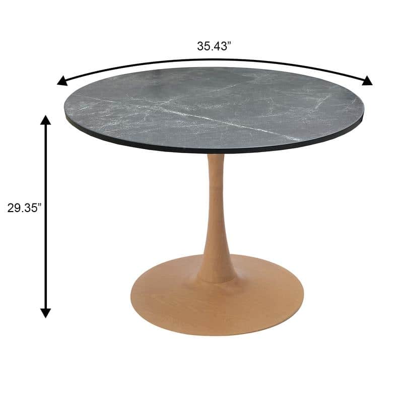 Bristol 36" Round Dining Table - MDF Wood Top with Natural Wood Steel Pedestal Base - Modern Kitchen & Dining Room Table