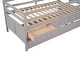 preview thumbnail 8 of 6, Gray Solid Pine Wood Low Loft Bed Twin Size with Full Safety Fence, Ladder, Drawers - Space-Saving