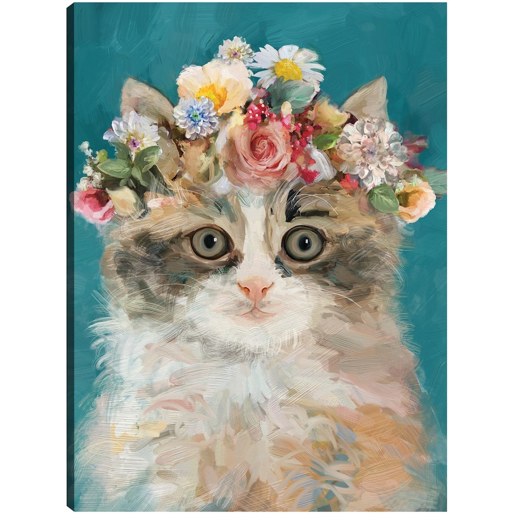 Flower Power Kitty II By Studio Arts Canvas Art Print