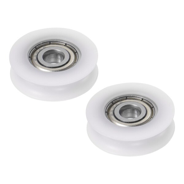 Unique Bargains 2pcs Deep U Groove Bearing Nylon Guide Roller Pulley Wheel 5x24x7mm White