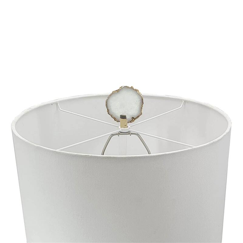 D14x29.5" Smoke Agate-Slice Table Lamp with Marble Base