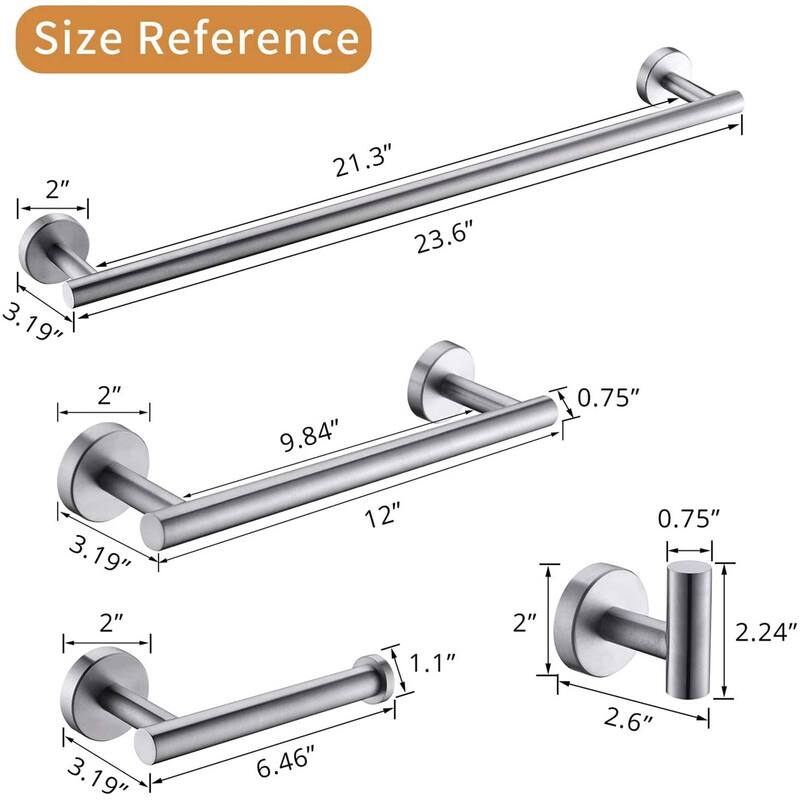 4 Piece Bathroom Hardware Set Wall Mount Modern Bathroom Towel Holder Bar Set 304 Stainless Steel Bath Fixtures Accessories Set