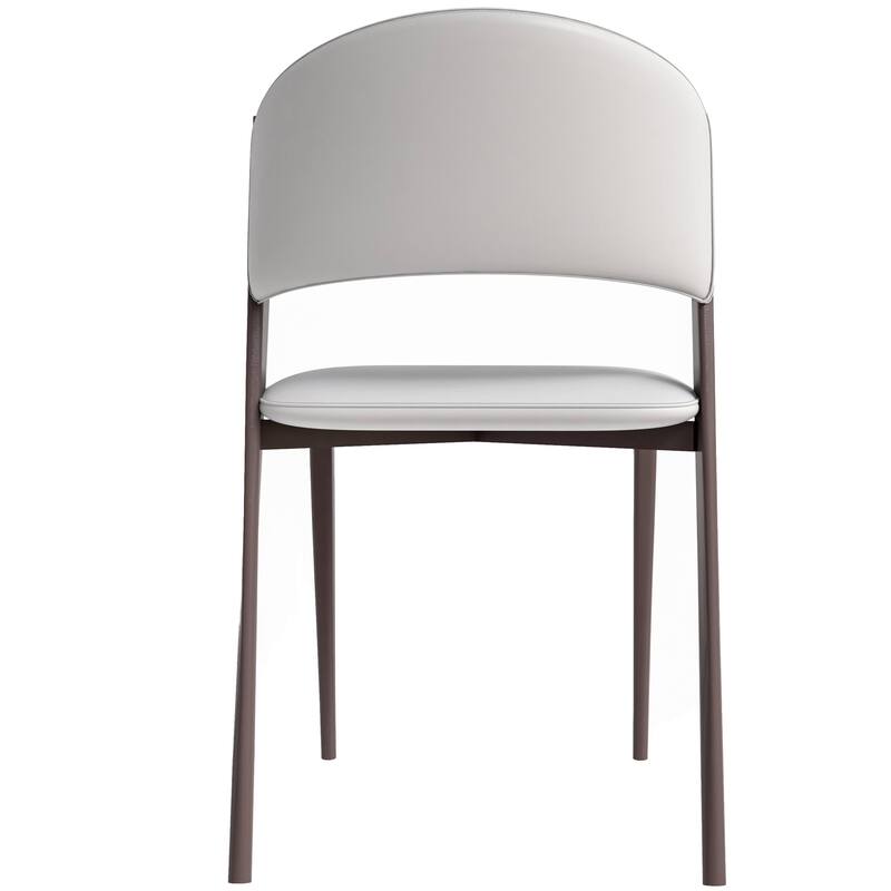 Aspen Dining Chair with Leather Seat in Black Metal by LeisureMod