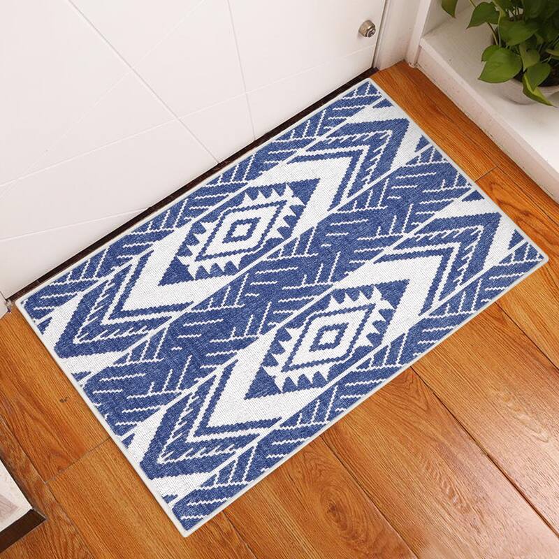 Sussexhome Heavy Duty Ultra Thin Non Slip Washable Cotton Indoor Rug - 2' x 3' - Navy