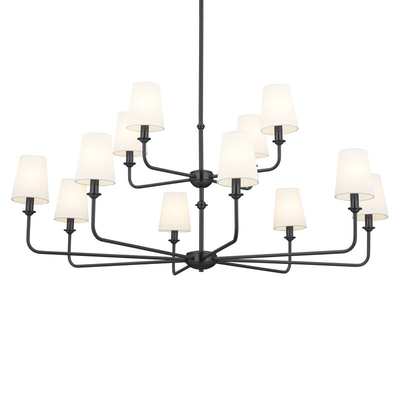 Kichler Lighting Pallas 12-Light Black 2-Tier Chandelier - 42.75 in