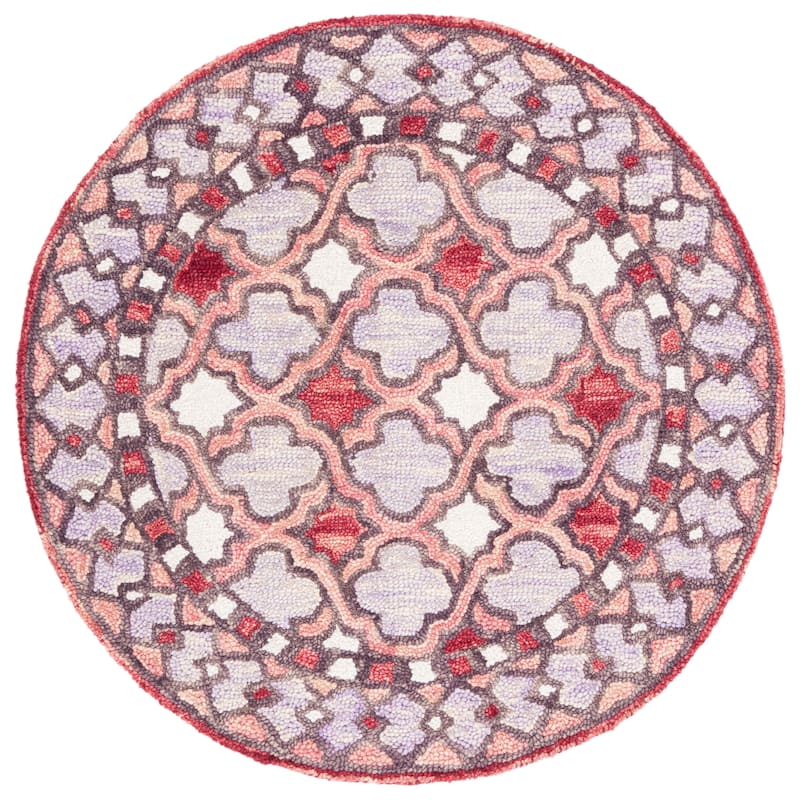 SAFAVIEH Handmade Aspen Inessa Boho Wool Rug - 5' Round - Red/Pink