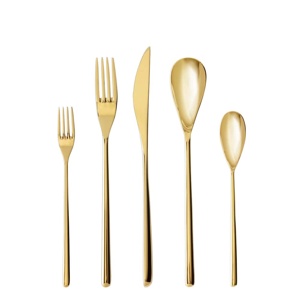 Fortessa Dragonfly 18/10 Stainless Steel, 20 Piece Flatware Set (Service for 4), Brushed Gold - 20 Piece Set