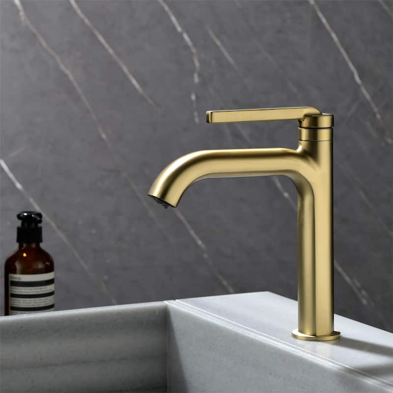 Modland 9''H Bathroom Sink Faucet Single Hole Singel Handle, Black/Gold