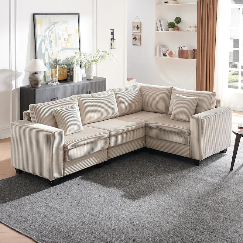 L-Shaped Cloud-Like Sectional Sofa Deep Seat Lounge Couch 3-Seat Couch