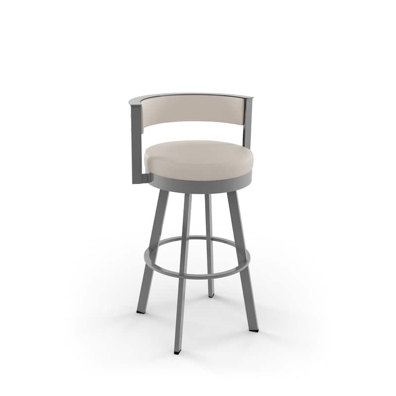 Amisco Browser Swivel Counter Stool - Cream Faux Leather / Glossy Grey Metal