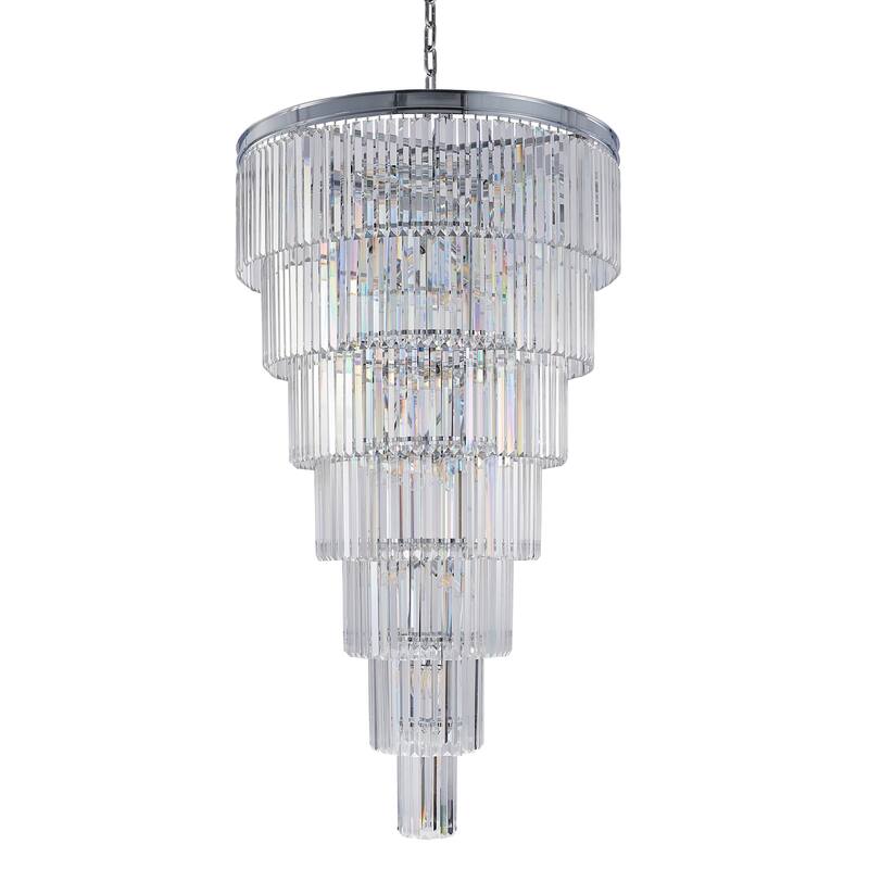 Chrome Metal 7-Tier Chandelier With Crystals