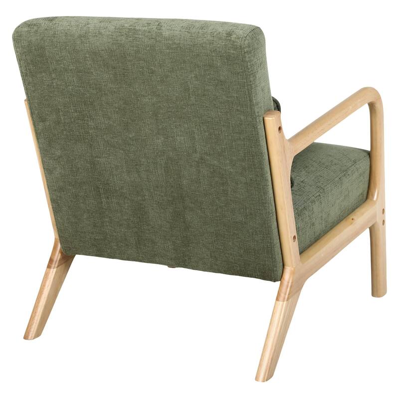 Armchair Solid Wood Frame Accent Chair with Detachable Lumbar Pillow Living Room Chairs