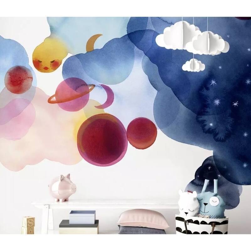 GK Wall Design Colorful Brushes Watercolor Paint Removable Wallpaper