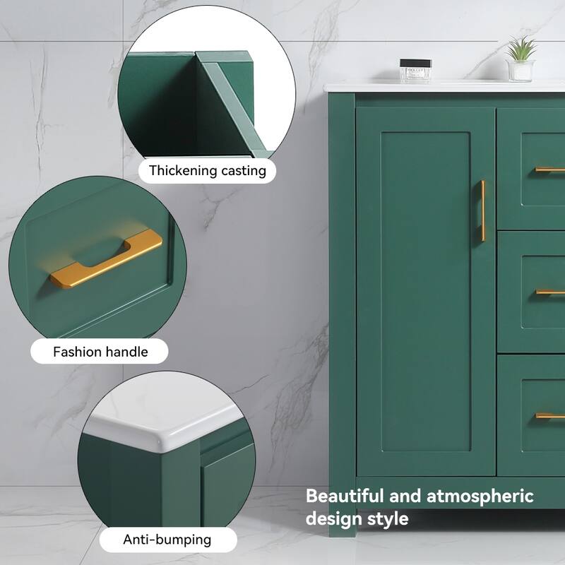 36" Bathroom Vanity with Undermount Single Sink and 2 Doors and 3 Drawers - 36''