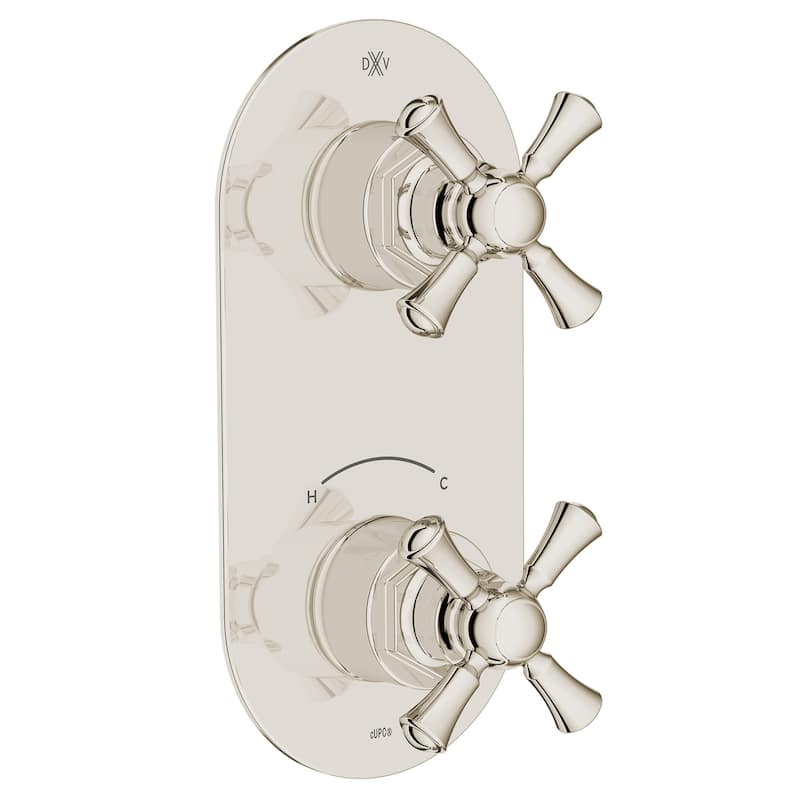 DXV Oak Hill 2-Handle Thermostatic Slim Valve with Cross Handles - Platinum Nickel