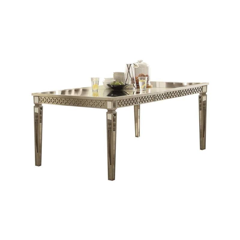 Extendable Rectangular Dining Table in Champagne Finish