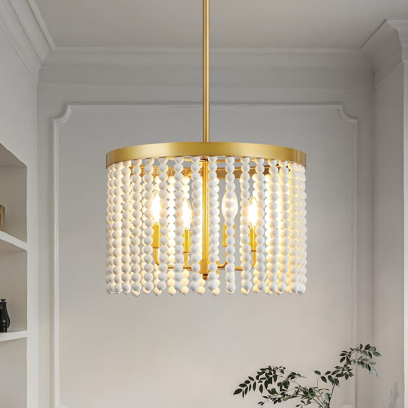 Modern Chandelier Dimmable Black and Gold Drum Chandeliers Light Fixture for Living Room Dining Room - 4-Light - Gold