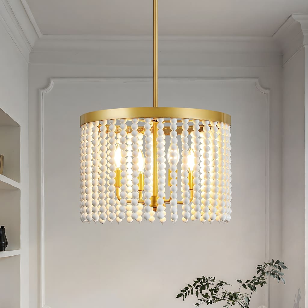 Modern Chandelier Dimmable Black and Gold Drum Chandeliers Light Fixture for Living Room Dining Room
