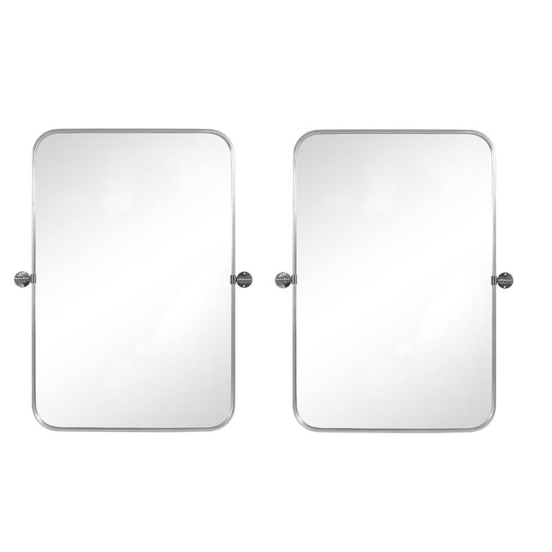 HomeRoots Set of Two 32" Silver Metal Framed Accent Mirrors - 23.00 in. x 32.00 in. x 1.57 in.