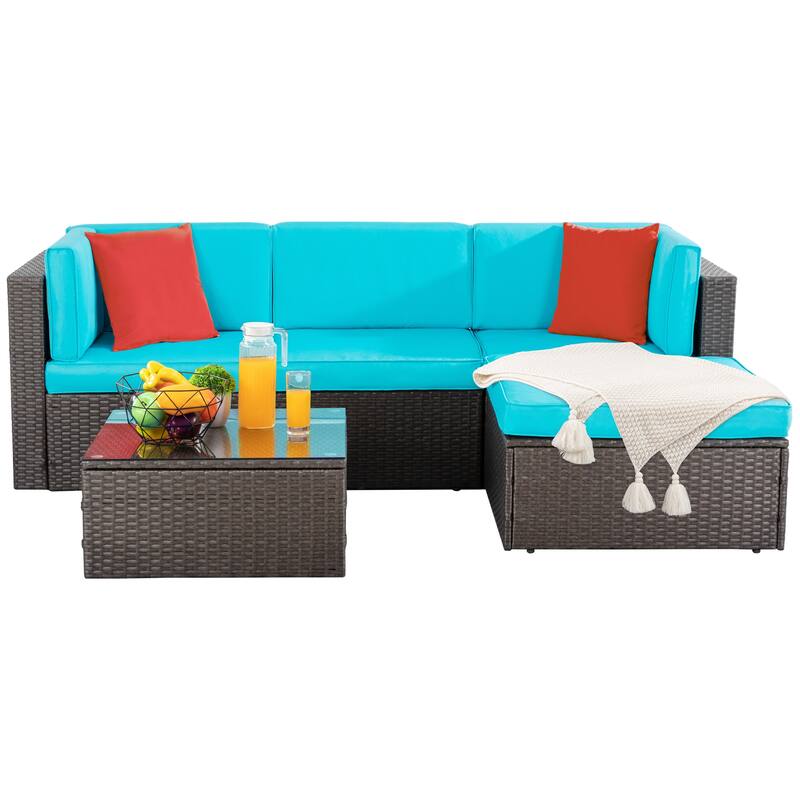 Futzca 5-Piece PE Wicker Outdoor Patio Furniture Set