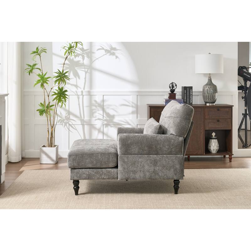 GDFStudio - Marcelline Chaise Lounge Recliner with Solid Wood Frame and Cushion