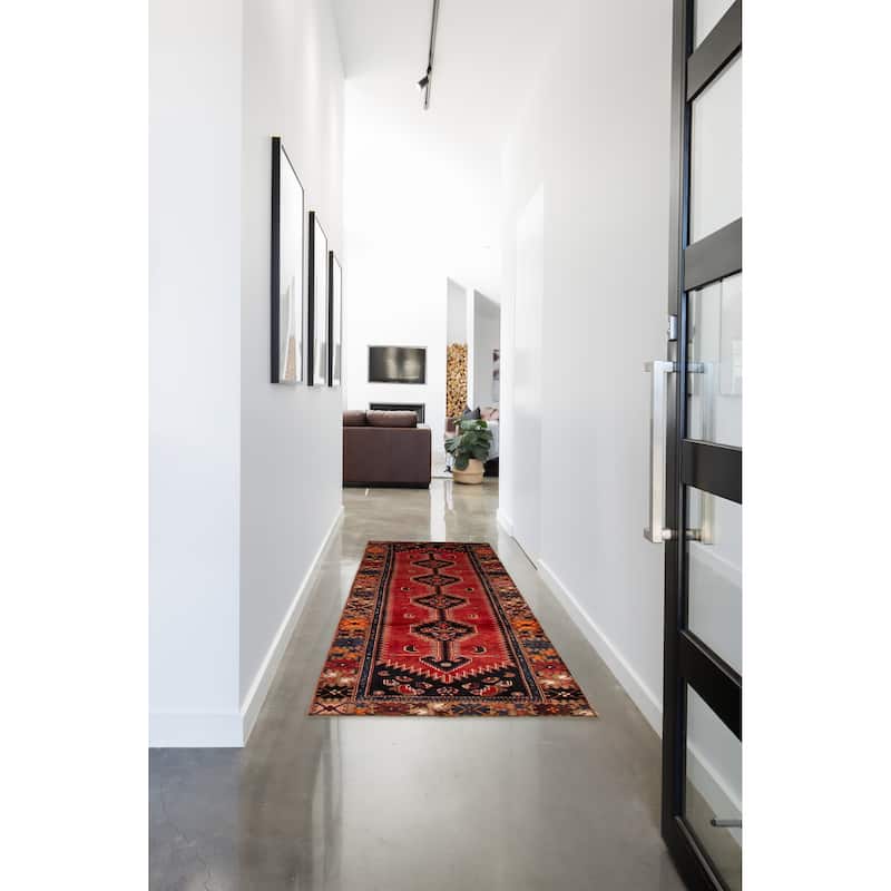 ECARPETGALLERY Hand-knotted Anadol Red Wool Rug - 3'7 x 9'11