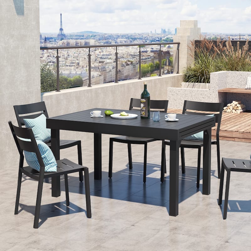 Outdoor Aluminum Expandable Patio Dining Table Adjustable Extension Leaf for 6/8/10 Person