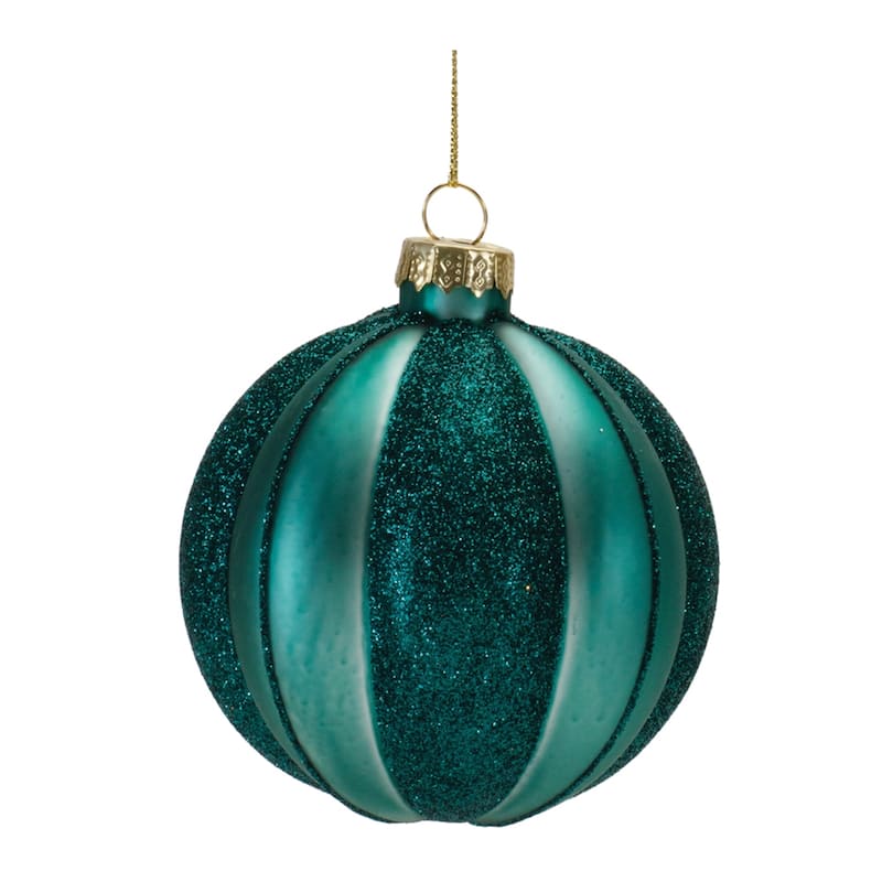 Set of 12 Glass Ball Christmas Ornaments Blue and Green 3 Inch - 3" x 3" x 4"