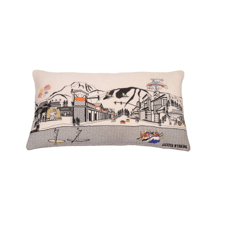 HomeRoots 14" X 24" Cream Jackson Daylight Skyline Lumbar Decorative Pillow