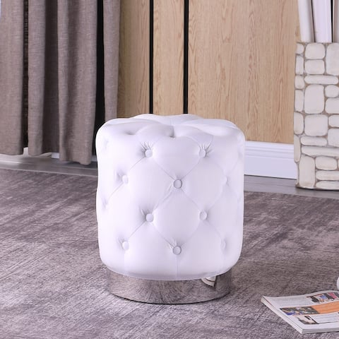 Best Master Furniture Velvet Upholstered Tufted Ottoman with Chrome Base
