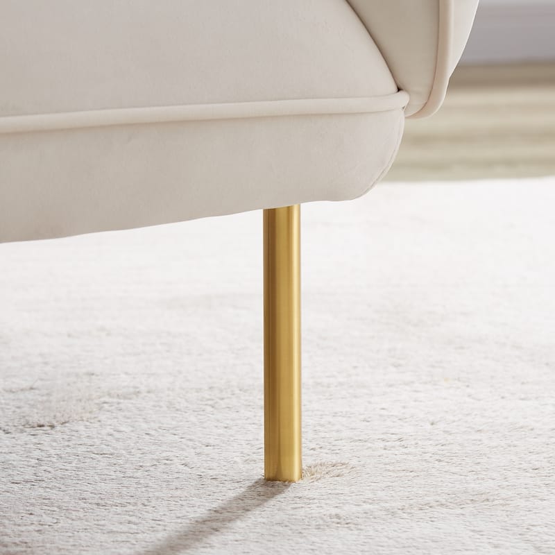 Velvet Upholstered Accent Chairs with Metal Legs - Modern Style