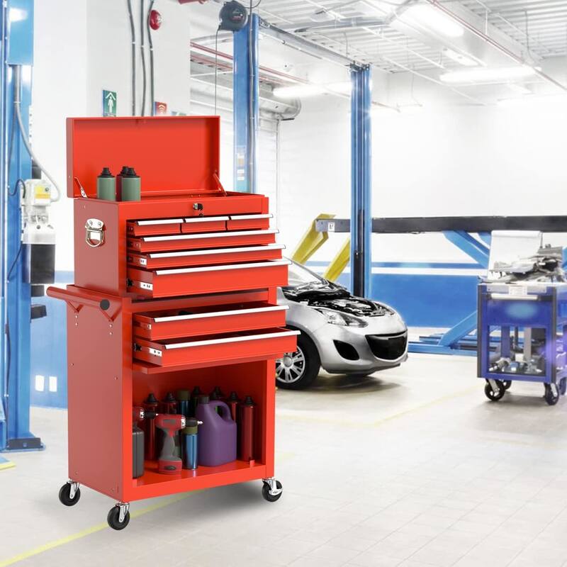 8-Drawer High Capacity Rolling Tool Chest, Removable Cabinet Storage Tool Box with Wheels and Drawers