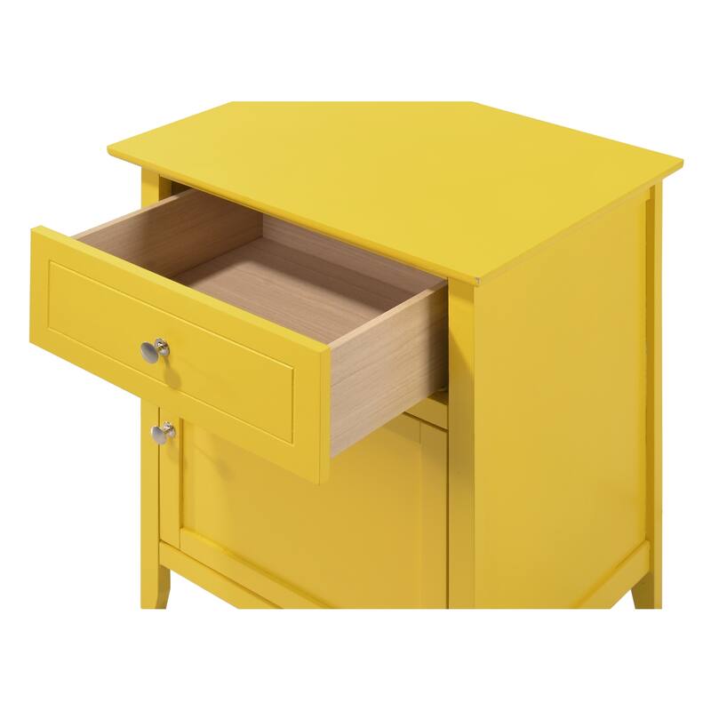 1-Drawer Yellow Nightstand with Modern Classic Design and Storage, 25 Inch Versatile Bedroom Side Table