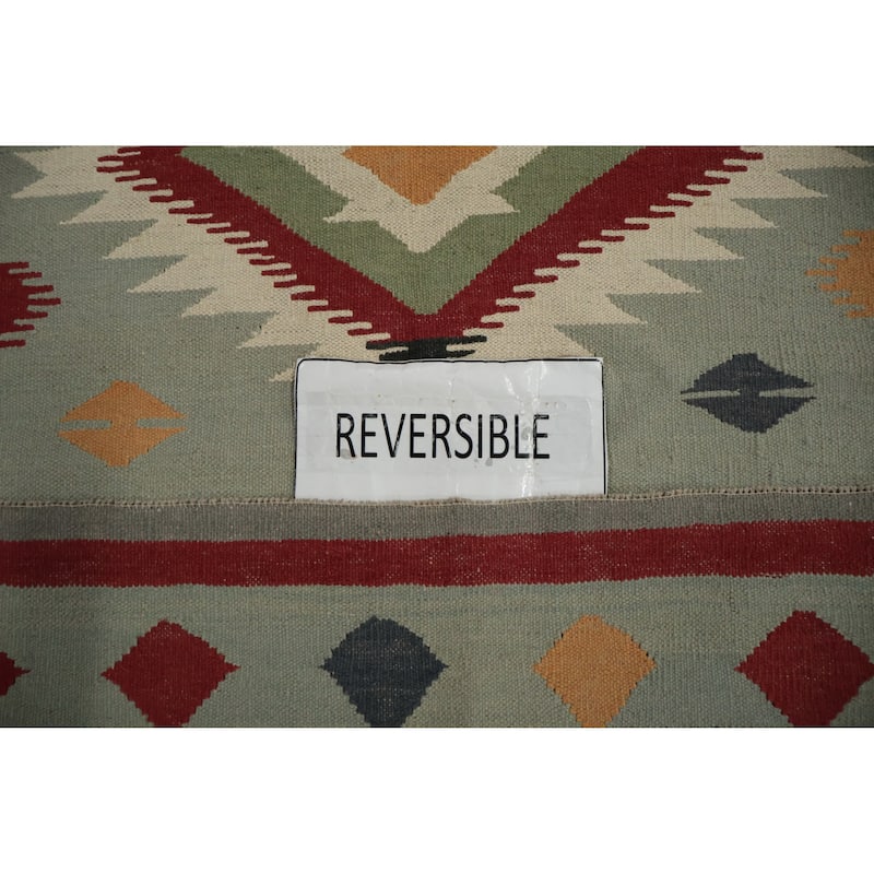 Hand Woven Oriental 100% Wool Carpet Southwestern Tribal Greys & Charcoal Kilim Area Rug - 10' 1'' X 8' 4''