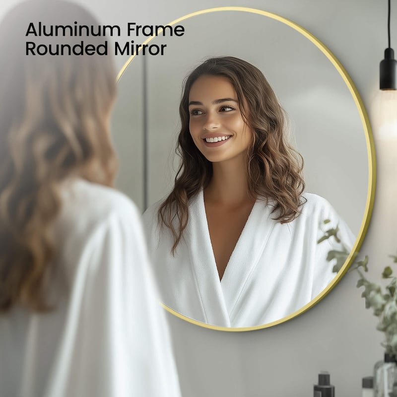 28 Inch Shatterproof Wall Mount Metal Frame Mirror