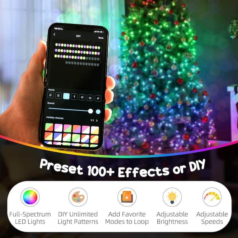 HOMCOM 9ft Smart Prelit Xmas Tree: Full-Spectrum RGB, App/Remote, Hinged, Easy Assembly, Green