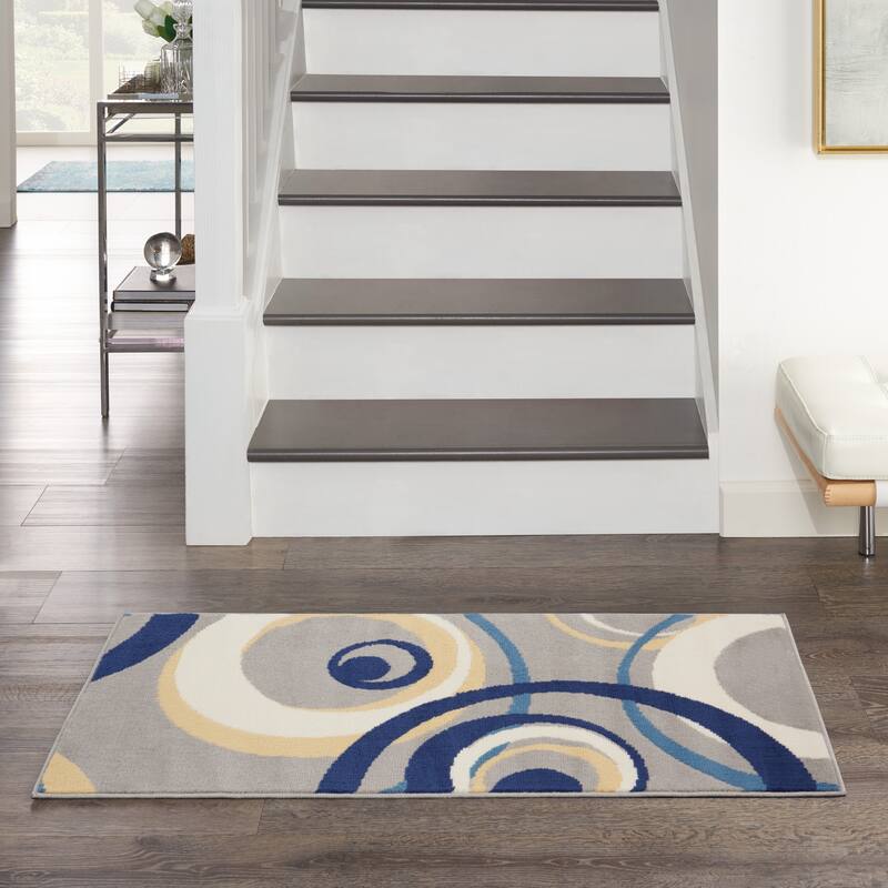 Nourison Grafix Transitional Geometric Abstract Area Rug - 2' x 4' - Grey
