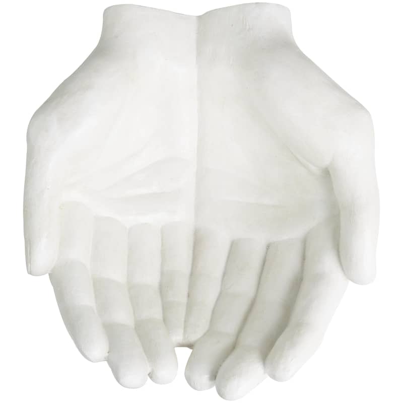 Polystone Hands Open Decorative Sculpture - White - Roche River Decor