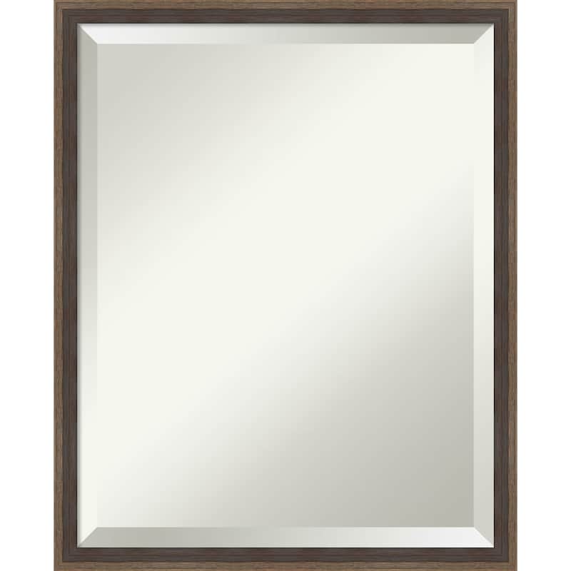 Beveled Wood Bathroom Wall Mirror - Hardwood Wedge Mocha Frame - Hardwood Wedge Mocha